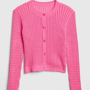 GAP Pink Pointelle Cardigan Sweater XXL